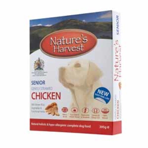 Nature's Harvest Senior Chicken & Brown Rice Dog Food Trays - 10x395g